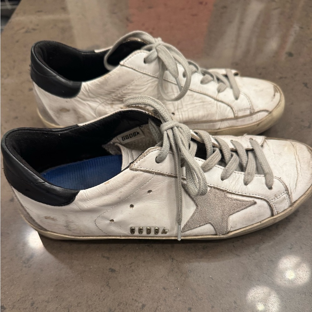 Golden Goose White and Black Star Sneakers